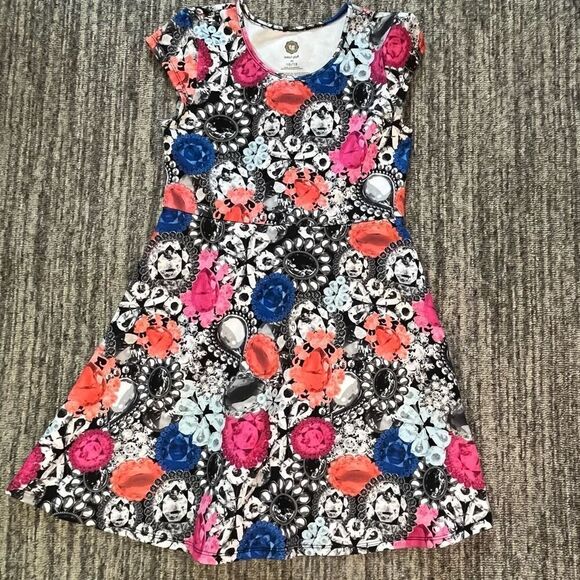 Total Girl Size‎ Medium Bejeweled Dress Multicolor Fit Flare Casual Short Sleeve - Picture 1 of 7